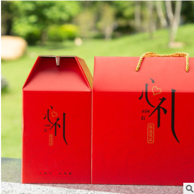 现货心礼高档礼盒包装大气红色新年新春礼盒通用干果海鲜礼品盒