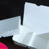 厂家批发木浆纸打包餐盒 长方形纸餐盒纸片定制 双槽打包餐盒纸片