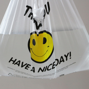透明笑脸袋手提背心食品外卖袋超市广告方便袋子可定制购物塑料袋