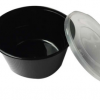 一次性饭盒1000ml黑色打包圆碗 750ml汤碗塑料外卖盒带盖批发