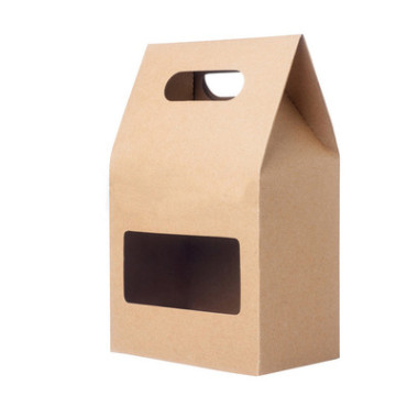 手提牛皮纸盒折叠坚果茶叶礼品盒 开窗食品礼盒包装袋定做