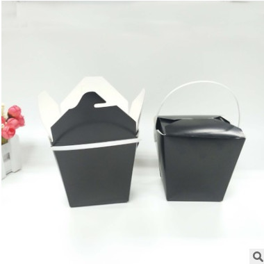 厂家定制批发 一次性黑色方形手提面条盒快餐外卖餐盒炒饭沙拉盒