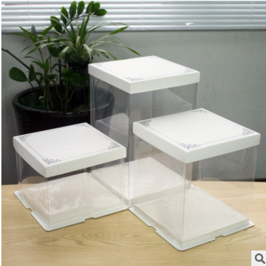 批发6/8/10寸单层双层加高蛋糕盒生日蛋糕盒高档三合一透明蛋糕盒