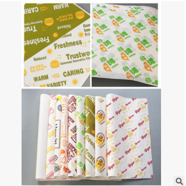 厂家直销 淋膜纸、汉堡纸、食品包装、纸规格可定制公版直接拿货