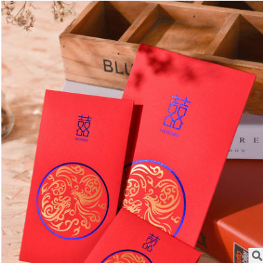 婚庆新婚红包厂家 卡纸覆膜纸个性红包定制 创意金花喜红包定做