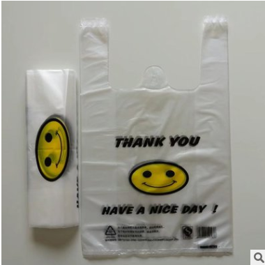 背心袋透明笑脸背心袋批发手提塑料袋礼品超市商店环保购物方便袋