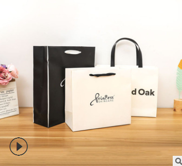 环保简约英文字母手提纸袋创意服装包装袋广告礼品购物袋定制logo