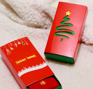 诸暨厂家直销圣诞盒礼盒装红袜内裤喜庆纸盒 现货可定制logo