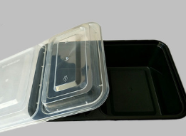 创意环保黑色一次性环保饭盒两格餐盒/长方形打包外卖盒定制批发