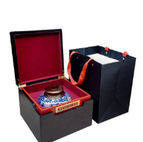 定制高档红酸枝纹茶叶礼盒包装陶瓷罐铁盖双罐翻盖安吉白茶空木盒