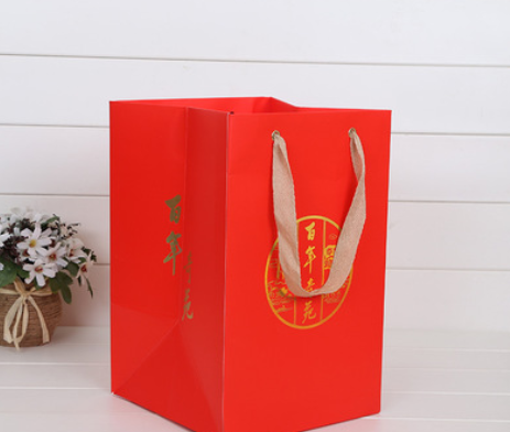 红色购物手提袋精美礼品包装袋伴手礼礼品袋节庆婚庆纸袋定做logo