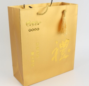 厂家定做纸袋 金色纸袋 金色购物手提纸袋 滋补品保健品包装袋