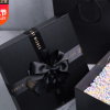 黑色礼品盒正方长方形丝带蝴蝶结天地盖纸礼盒口红创意礼物包装盒