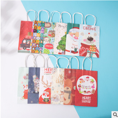 最新2020圣诞礼品袋圣诞糖果纸袋圣诞卡通包装手提袋子节日礼物袋