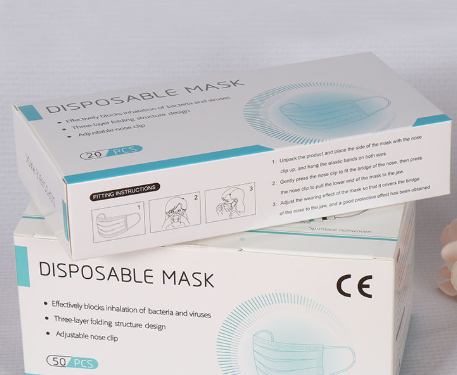 现货一次性口罩盒50个20个英文通用包装纸盒手套KN95非医用白卡盒