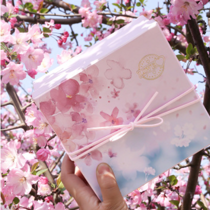 现货天地盖少女樱花粉长方形伴手情人节礼盒化妆品礼品包装礼物盒