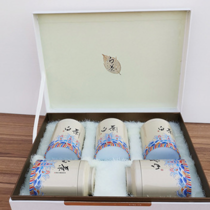 厂家批发茶叶包装盒 安吉白茶五合一纸板木板 茶叶罐手提礼盒定制