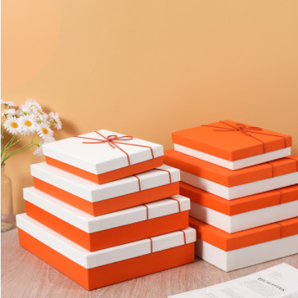 现货礼物盒子橙色礼品盒伴手礼盒高档精美礼盒定制简约空盒包装盒