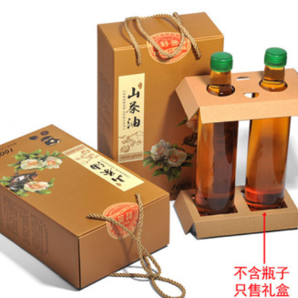 野生山茶油茶籽油500ML礼品盒 一斤2斤两瓶装茶油包装高档手提袋