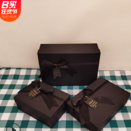 现货精美黑色蝴蝶结天地盖礼品盒高档长方形可乐包装盒生日礼物盒