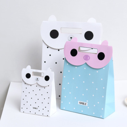 韩版翻盖小熊猫手提袋 高档定制小清新礼品袋 卡通生日礼物包装袋