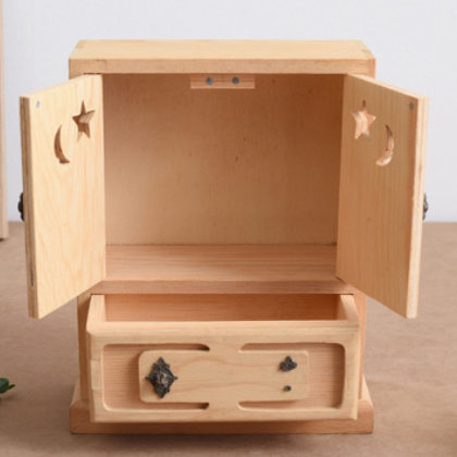 创意多功能收纳盒雕刻迷你木盒储物柜首饰收纳盒实木玩具盒可定制