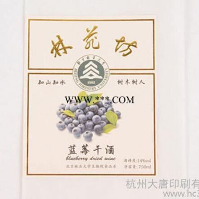 杭州大唐定制/定做蓝莓果酒水纹纸不干胶标签 酒标 酒类标贴