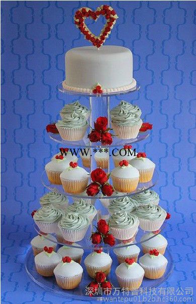 万特普-5层圆形亚克力纸杯蛋糕架  有机玻璃派对蛋糕架、婚礼蛋糕架有机玻璃纸杯蛋糕 可定制