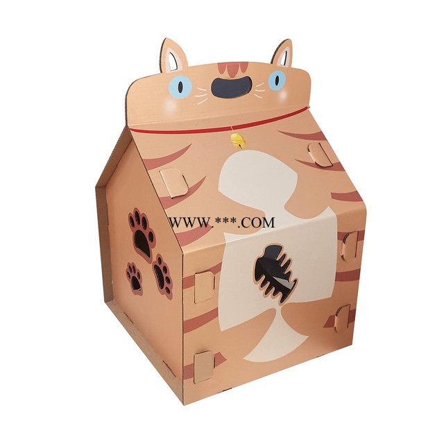 瓦楞猫屋纸箱 牛奶盒猫咪小狗宠物箱 瓦楞纸猫抓板猫房子纸质猫屋