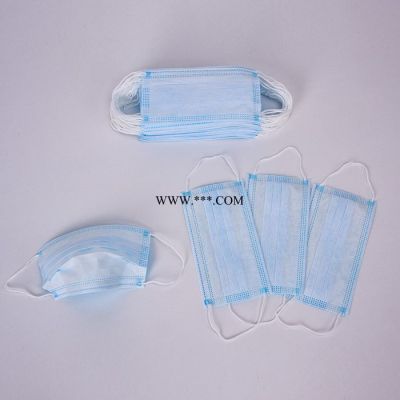 一次性防尘口罩蓝色三层无纺布含熔喷布透气防护口罩50只盒装