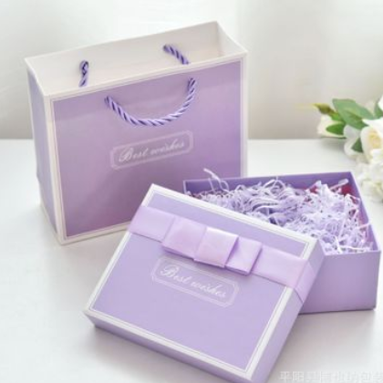 粉色丝带包装盒 天地盖礼品盒 创意情侣小礼物 含手提袋 可定制