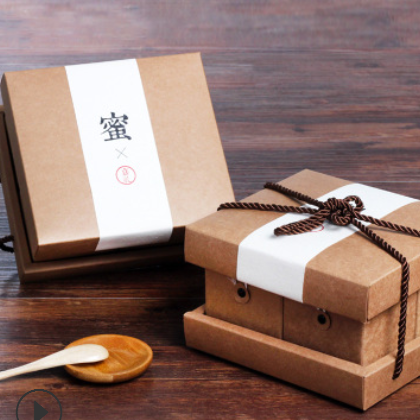 厂家直销 茶叶包装盒 茶叶手提礼盒定制 蜂蜜牛皮纸包装 送礼彩盒