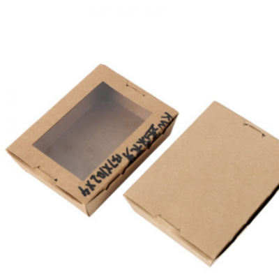 加工定制牛皮纸打包盒烘焙西点包装盒 开窗彩盒 可印刷图案logo