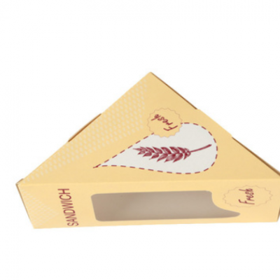 厂家定制透明pvc开窗纸盒 牛皮纸包装盒三角形食品盒烘焙包装定做