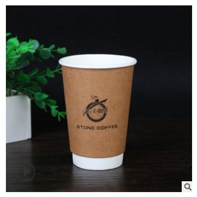 厂家定做双层咖啡纸杯带盖中空杯印字批发一次性加厚隔热纸杯定制