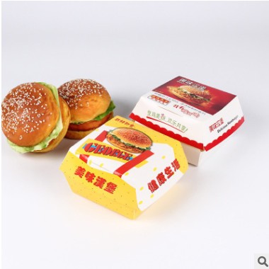 厂家批发汉堡纸盒食品包装盒 西点盒三明治盒子 白卡纸汉堡盒定制