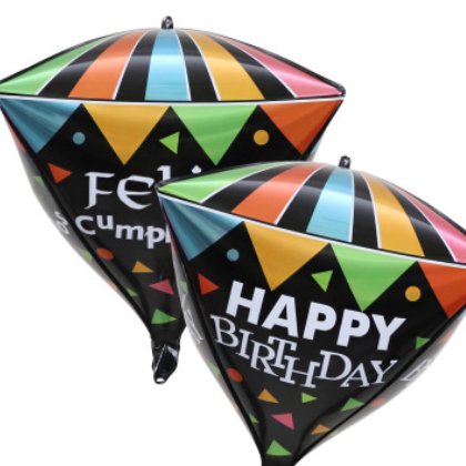 新款22寸4D球钻石造型happy birthday生日快乐派对装饰铝箔气球
