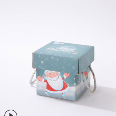 厂家现货批发圣诞节糖果包装纸盒天地盖硬盒平安夜手提苹果礼品盒