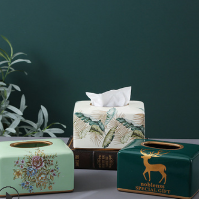 创意风ins陶瓷纸巾盒轻奢家用欧式现代客厅餐厅装饰抽纸巾盒
