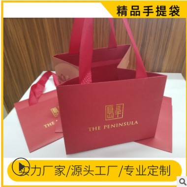 厂家定制logo酒店月饼食品礼品包装设计牛皮纸红色高档手提袋纸袋