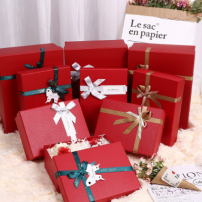红色长方形蝴蝶结礼物包装盒 高档礼盒结婚伴手礼新年礼品盒现货
