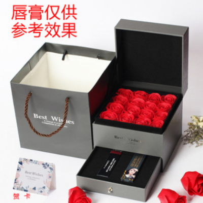 一支装口红礼盒包装盒生日礼物盒唇膏小礼品盒网红创意玫瑰花盒子