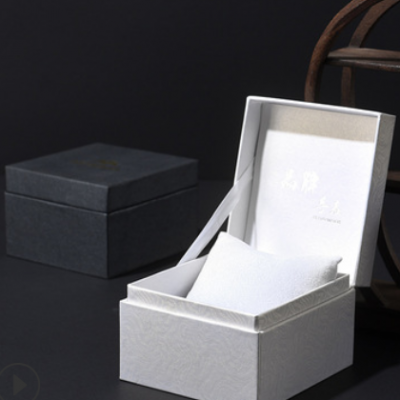 外贸 翻盖正方形手表包装盒厂家定制 黑白灰板纸饰品礼品硬纸盒子