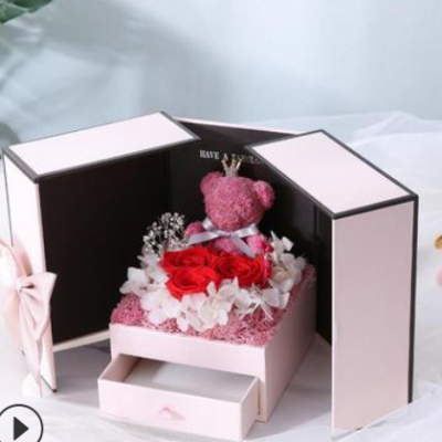 情人节新奇创意礼物永生玫瑰花礼盒生日礼物保鲜花项链盒首饰盒