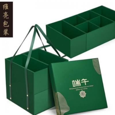 端午手提粽子包装礼品盒包装盒 绿色双层干货创意礼品盒包装定制