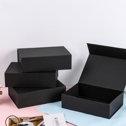 厂家直销黑色折叠鲜花折叠翻盖包装盒吸铁包装盒硬纸盒礼品盒批发
