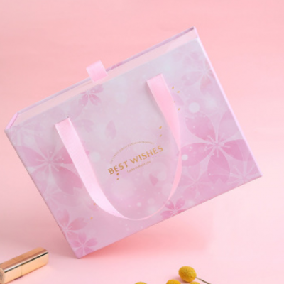 粉色樱花礼品盒抽屉式包装盒大小号粉色烫金伴手情侣礼物盒定制