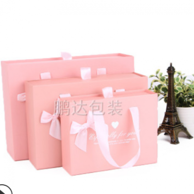 现货粉色包装抽屉礼物盒手提袋糖果盒粉色喜糖礼品纸盒可定制纸盒