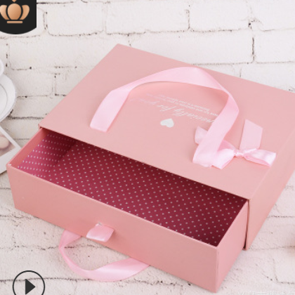 厂家直销通用包装抽屉手提袋糖果盒粉色喜糖礼品纸盒可定制纸盒