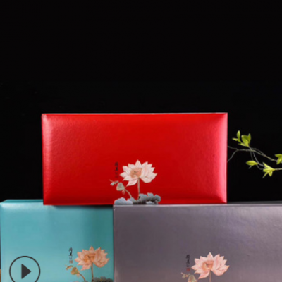 直销新款普洱荷花图案礼品纸盒 创意天地盖茶叶包装礼盒套装定制